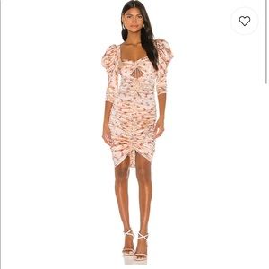 For Love & Lemons Aster Floral Midi Dress in Peach